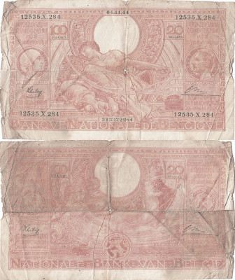 1944 (4 XI), 100 francs (P-113) - Belgia foto