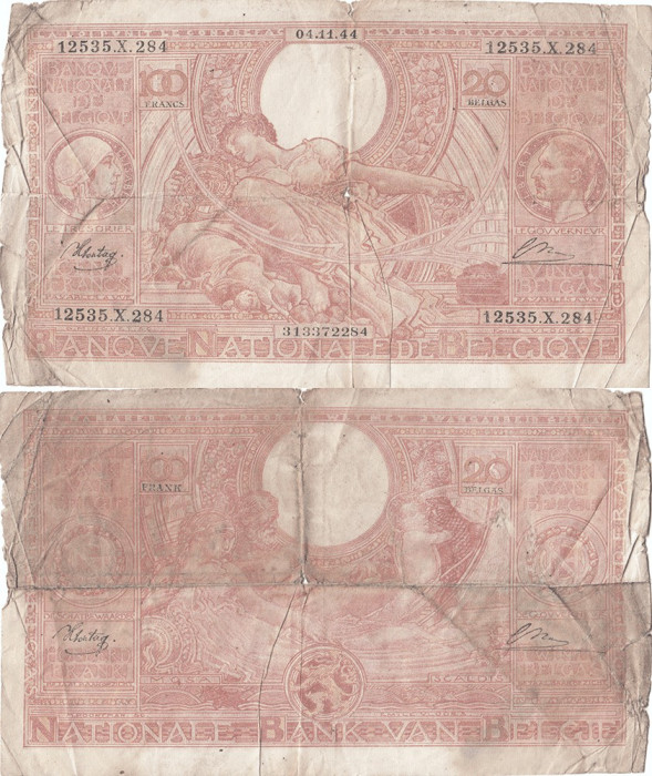 1944 (4 XI), 100 francs (P-113) - Belgia