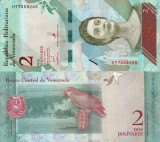 Bancnota Venezuela 2 Bolivares, 15 Ianuarie 2018, UNC, America