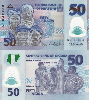 NIGERIA 50 naira 2011 polymer UNC!!! foto