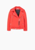GEACA MANGO neopren,BIKER ROSU CORAL CUREA CATARAMA/FERMOARE INELE JACHETA, L