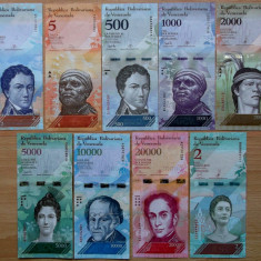 Lot set 9 bancnote diferite Venezuela 2 - 20.000 Bolivares 2013 - 2018 UNC