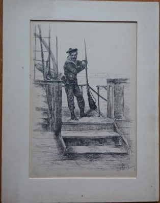 Tus; marinar de paza pe vas, 1880, semnat foto