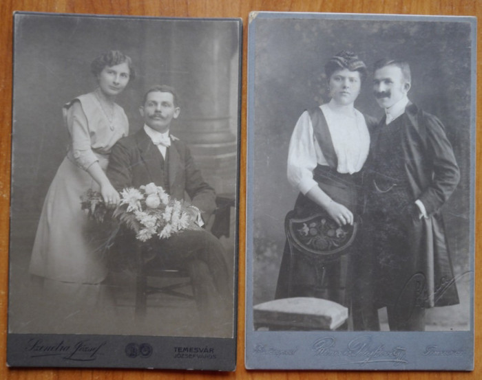3 fotografii pe carton ; Timisoara , inceput de secol 20