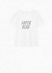 TRICOU MANGO DIN BUMBAC ORGANIC CU MESAJ &amp;quot;SUPER HERO&amp;quot; foto