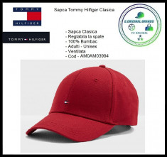 In Stoc! Sapca Tommy Hilfiger Rosu-Visiniu - Reglabila -Bumbac - AM0AM03994 650x foto