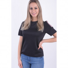 Bluza Maneca Scurta Pieces Mia Negru foto