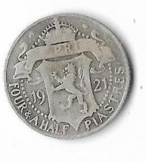 Moneda 4 1/2 piastres 1921 - Cipru, 2,8276 g argint 0,9250, cotatii ridicate!!! foto
