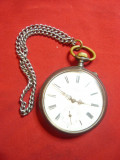 Ceas de buzunar Longines ,capace otel ,functioneaza ,d.ext.= 4,7cm