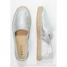 Espadrile Argintii Pieces Katie Metallic Suede foto