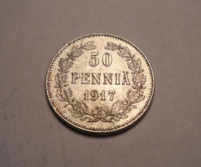 Finlanda 50 Pennia 1917 Perfect UNC foto