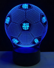 Lampa veioza fotbal 3D FCB iluzie laser led mingie campionat Barcelona +CADOU! foto