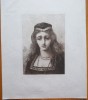 Gravura veche, de secol 18, semnata in placa; personaj medieval, Lisa, Portrete, Cerneala, Realism
