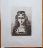 Cumpara ieftin Gravura veche, de secol 18, semnata in placa; personaj medieval, Lisa, Portrete, Cerneala, Realism