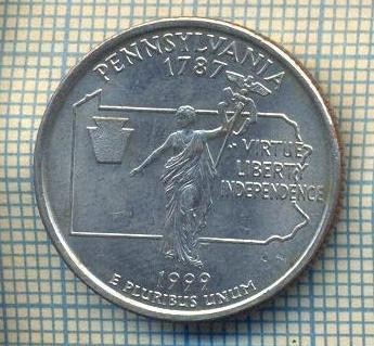 11760 MONEDA-S.U.A.-QUARTER DOLLAR PENNSYLVANIA-ANUL 1999 P-STAREA CARE SE VEDE foto
