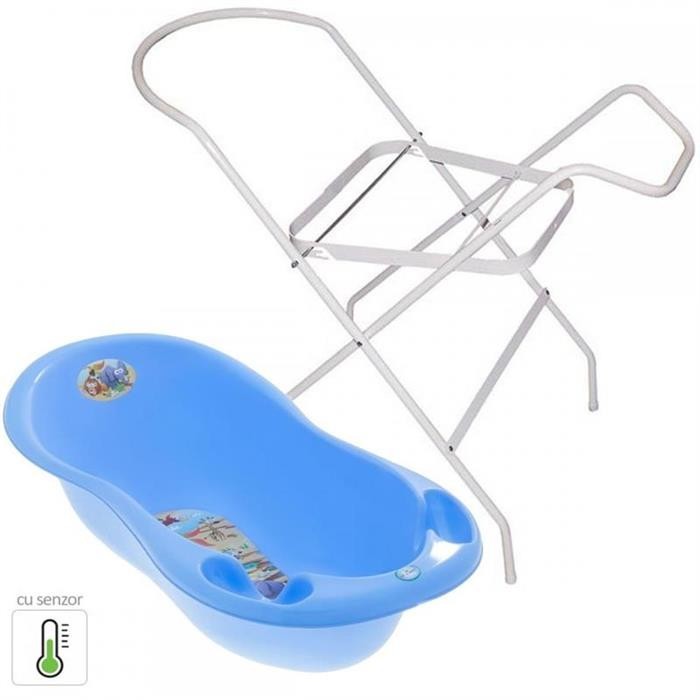 Pachet Cadita Piscot Safari Cu Senzor De Temperatura + Suport Cadita - Albastru Pachet Cadita Piscot Safari Cu Senzor De Temperatura + Suport Cadita - Albastru