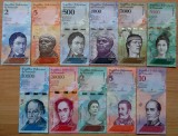 Lot set 11 bancnote diferite Venezuela 2 - 20.000 Bolivares 2013 - 2018 UNC