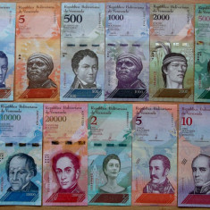 Lot set 11 bancnote diferite Venezuela 2 - 20.000 Bolivares 2013 - 2018 UNC