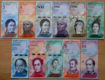 Lot set 11 bancnote diferite Venezuela 2 - 20.000 Bolivares 2013 - 2018 UNC foto