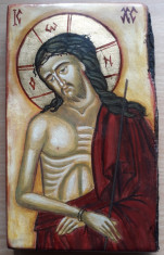 Icoana pe lemn Iisus Hristos, pictura manuala foto