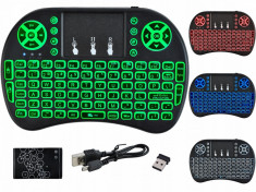 Mini Tastatura Wireless Iluminata LED pentru PC, Laptop, Tableta, Xbox, Smart TV, Play Station, Raza 10m foto