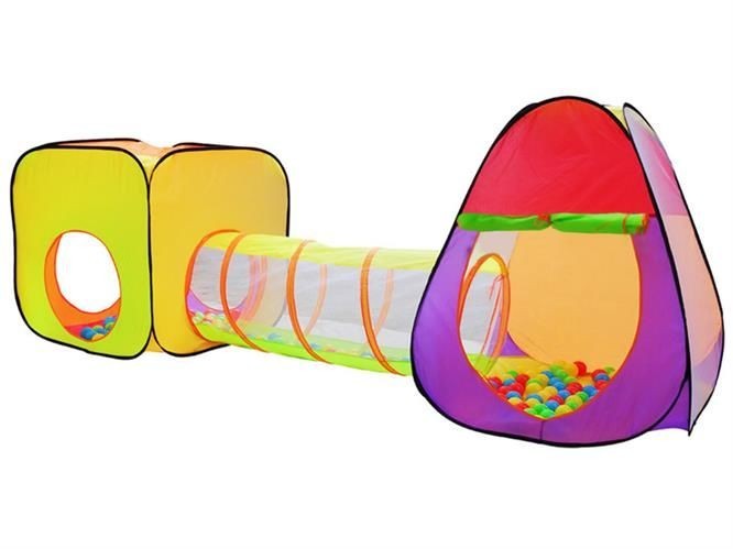 Set Cort de Joaca pentru Copii tip Iglu cu Tunel si 200 de Bile Plastic Set Cort de Joaca pentru Copii tip Iglu cu Tunel si 200 de Bile Plastic