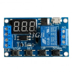 modul releu cu timer dc 6-30V micro usb 5v fisaj display led 6V 9V 12V 24V foto