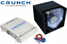 Pachet Bass Auto (Amplificator, Statie + Subwoofer Bass + Kit de Cabluri) Crunch 400 W 20 cm - BLO-Junior BP Bass Pack foto