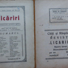 Revista Licariri , anul 1 , nr. 1 - 2 , 1927 , Craiova ; Director V. Turtureanu