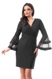 L585-1 Rochie scurta de cocktail cu insertii argintii, S/M, Adrom