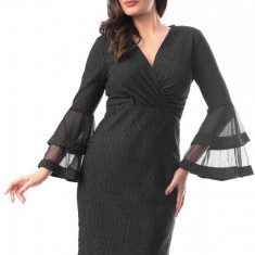 L585-1 Rochie scurta de cocktail cu insertii argintii