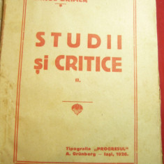 Carol Drimer - Studii Critice -Ed. 1926 Ed.Prograsul A Grunberg Iasi ,166 pag