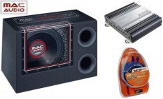 Pachet Bass Auto (Amplificator, Statie + Subwoofer Bass + Kit de Cabluri) Mac Audio 1000 W 30 cm - BLO-Bass Leader Bandpass Pack foto