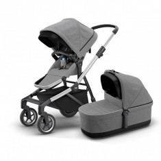 Carucior Thule Sleek + Landou Thule Bassinet Grey Melange foto