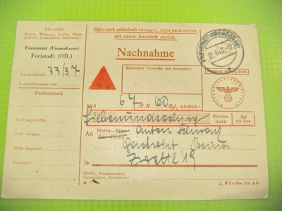 ww2-al 3 lea Reich-Act bancar gen carta postala. Stare buna, marimi: 15_10 cm. foto