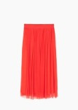 FUSTA DIN TUL ELEGANTA MANGO MIDI VERSATILA CHIC ELEGANT/SPORT/GLAMOUR ROSU sau ALB CREM