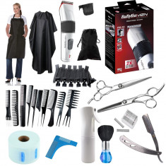 Set kit trusa frizerie coafor coafat foarfeci tuns filat masina tuns Babyliss foto