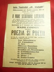 Afis- Reclama 1944 Barlad -Sezatoare Literara ,cu participare: R.Cosmin ,I.Minul foto