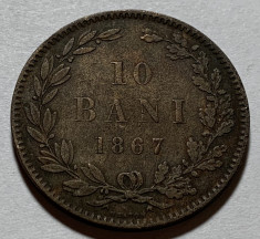 10 Bani 1867 Heaton, Romania VF foto