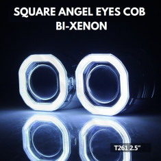 Lupe Bi-Xenon de 2,5 inch cu Angel Eyes patrat, culoare alba (set 2 buc.) foto