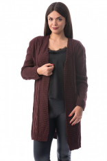 X736-81 Cardigan lung cu material tricotat si maneci lungi foto