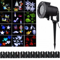 Laser Proiector LED exterior 12W, 12 modele figurine, proiectie rotativa, IP foto