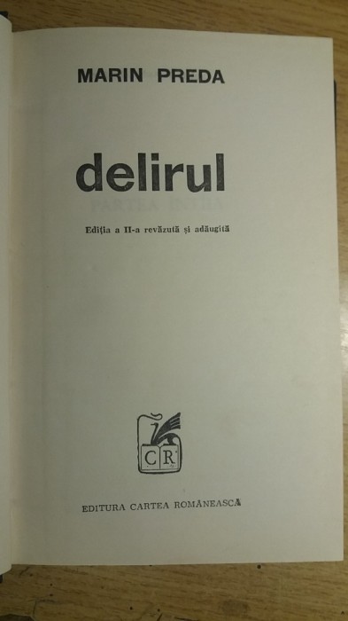 myh 543 - DELIRUL - MARIN PREDA - ED 1975