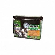 Kit Anti-Pana Slime Smart Repair 473ml + Compresor aer 12V pentru anvelope fara camera lichid reparatie pana instant foto