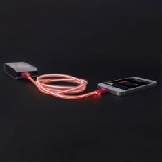 Cablu de date si incarcare LUMINOS pt. iPhone 5, 5S, 5C, 6, 6plus ,iPod, Rosu foto