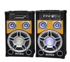 Set KARAOKE cu 2 boxe, amplificare, corector de ton si MP3, Intex DJ801K foto