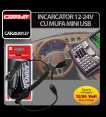 Incarcator 12-24V cu mufa mini USB Carpoint - CRD-CAR2030137 foto