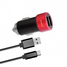 Incarcator auto Lemontti LIA2UTCNR3A 3.1A Dual USB Type-C Negru / Rosu foto