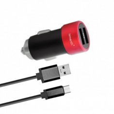 Incarcator auto Lemontti LIA2UMUNR3A 3.1A Dual USB MicroUSB Negru / Rosu foto