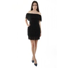 C540-1 Rochie scurta din broderie cu umerii goi si volanas